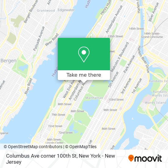 Columbus Ave corner 100th St map