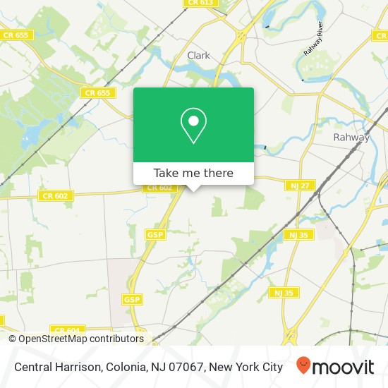 Mapa de Central Harrison, Colonia, NJ 07067