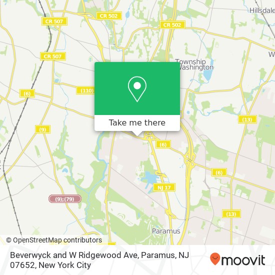 Mapa de Beverwyck and W Ridgewood Ave, Paramus, NJ 07652