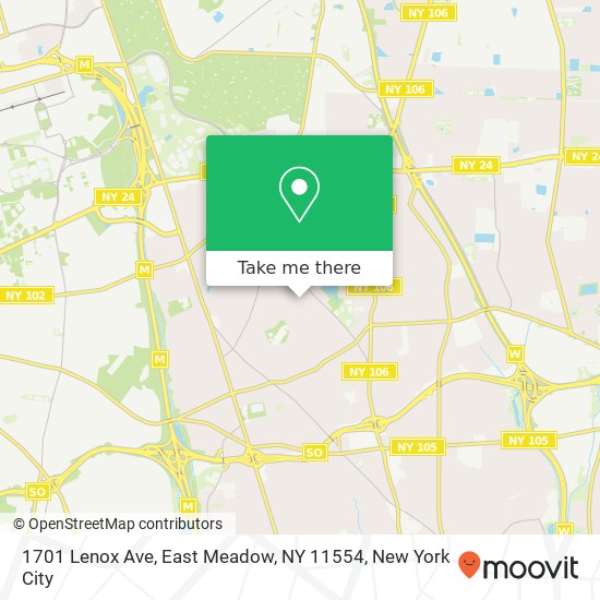 Mapa de 1701 Lenox Ave, East Meadow, NY 11554