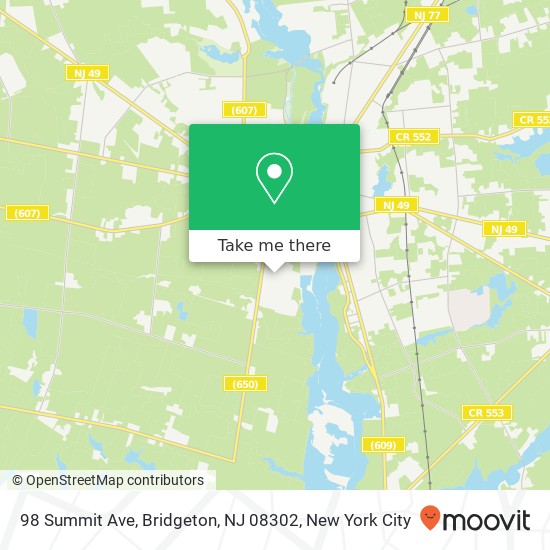 Mapa de 98 Summit Ave, Bridgeton, NJ 08302