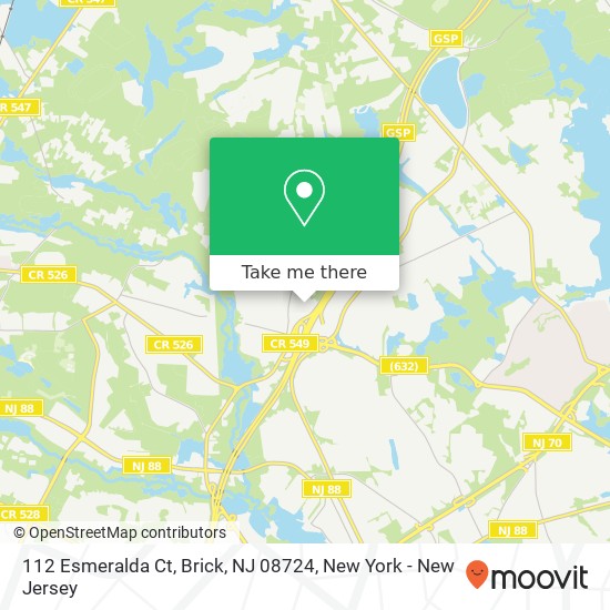 Mapa de 112 Esmeralda Ct, Brick, NJ 08724
