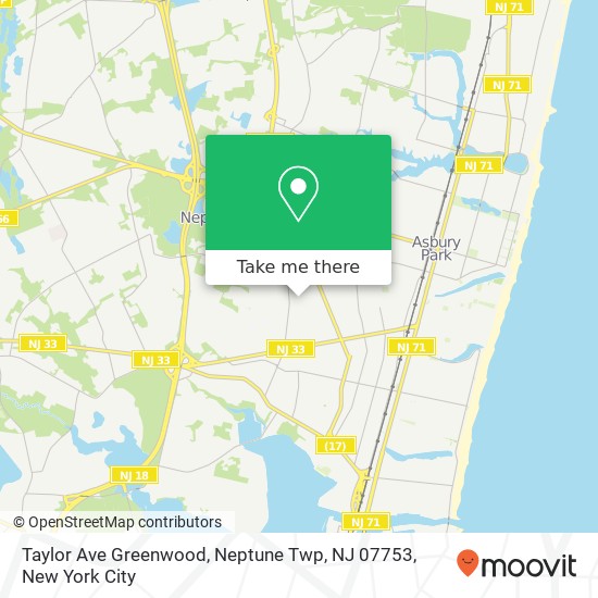 Mapa de Taylor Ave Greenwood, Neptune Twp, NJ 07753