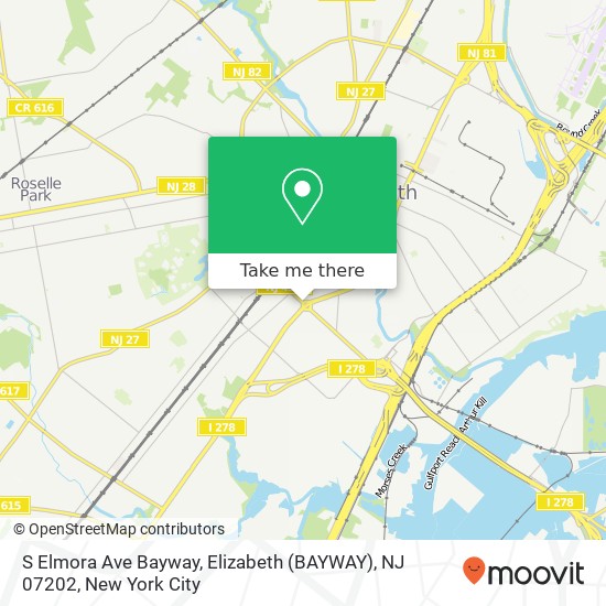S Elmora Ave Bayway, Elizabeth (BAYWAY), NJ 07202 map