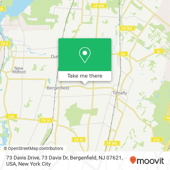 Mapa de 73 Davis Drive, 73 Davis Dr, Bergenfield, NJ 07621, USA