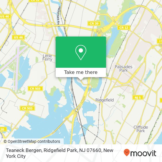 Mapa de Teaneck Bergen, Ridgefield Park, NJ 07660