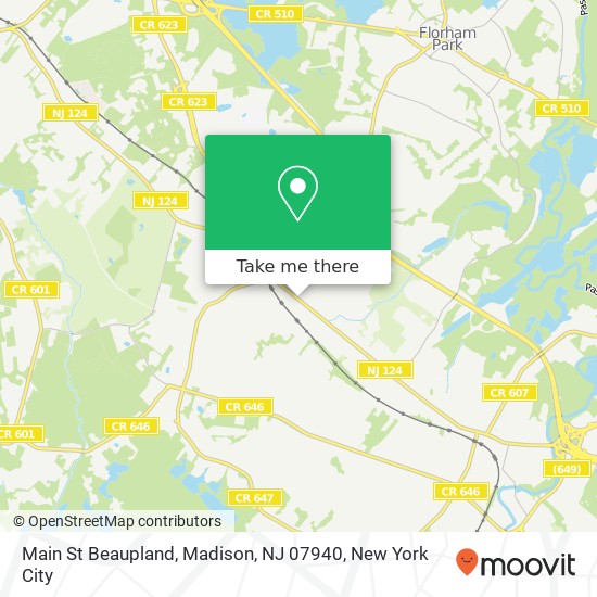 Mapa de Main St Beaupland, Madison, NJ 07940