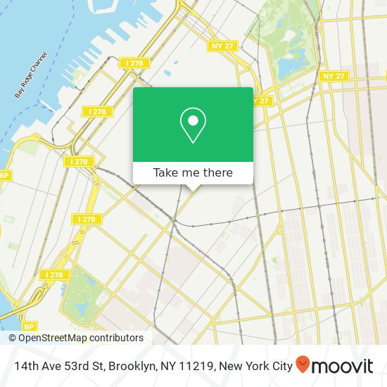 Mapa de 14th Ave 53rd St, Brooklyn, NY 11219