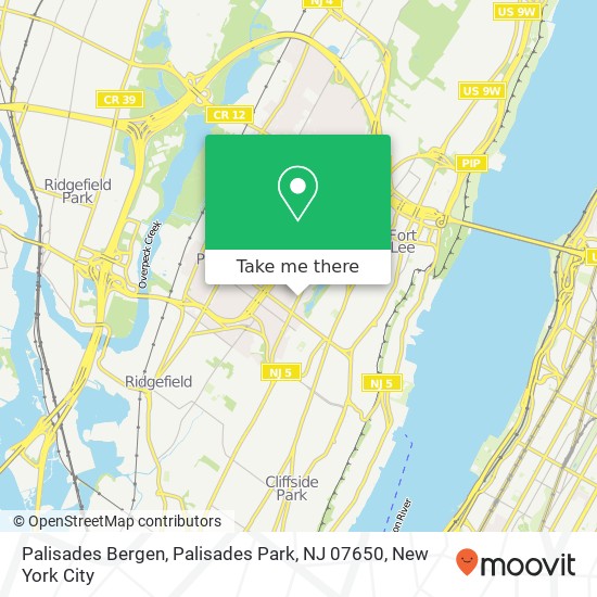 Mapa de Palisades Bergen, Palisades Park, NJ 07650