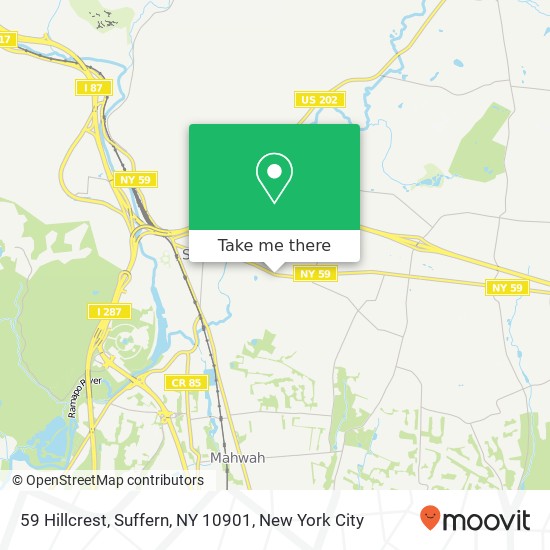 Mapa de 59 Hillcrest, Suffern, NY 10901