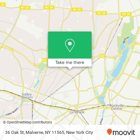 Mapa de 36 Oak St, Malverne, NY 11565