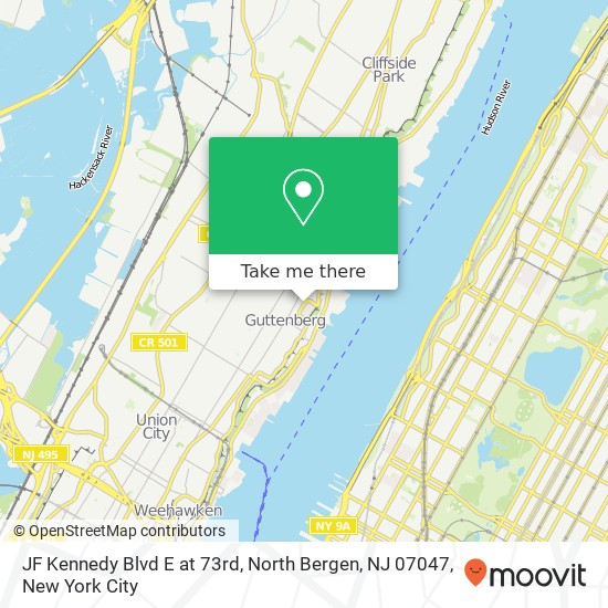 Mapa de JF Kennedy Blvd E at 73rd, North Bergen, NJ 07047
