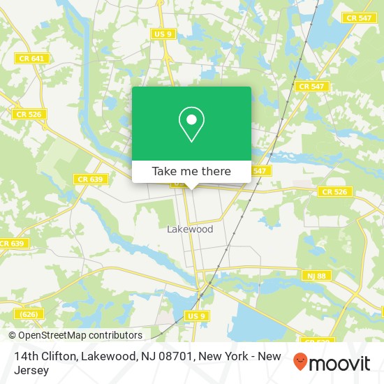 Mapa de 14th Clifton, Lakewood, NJ 08701