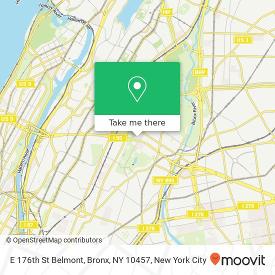 Mapa de E 176th St Belmont, Bronx, NY 10457