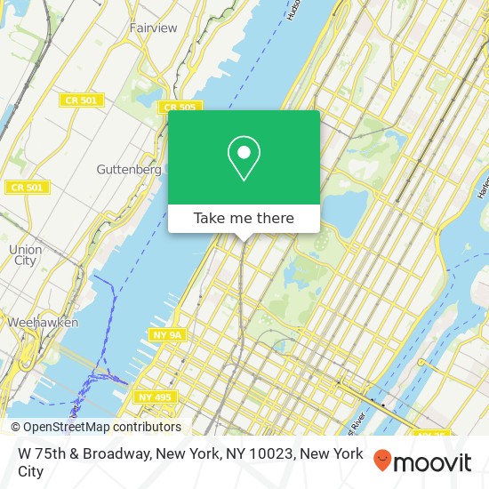 W 75th & Broadway, New York, NY 10023 map
