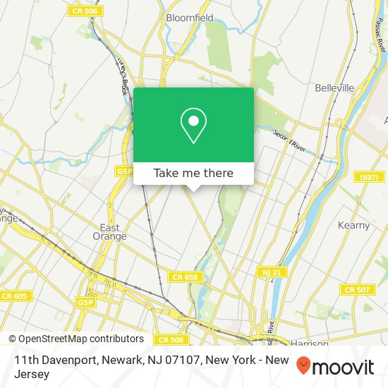 Mapa de 11th Davenport, Newark, NJ 07107