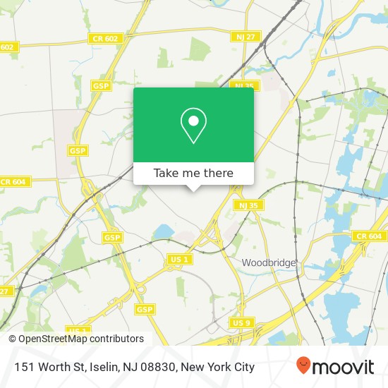 Mapa de 151 Worth St, Iselin, NJ 08830