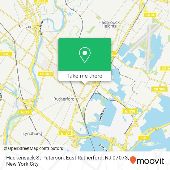 Mapa de Hackensack St Paterson, East Rutherford, NJ 07073