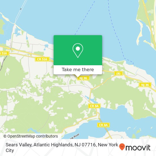 Mapa de Sears Valley, Atlantic Highlands, NJ 07716