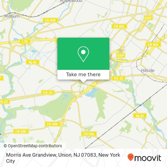 Mapa de Morris Ave Grandview, Union, NJ 07083
