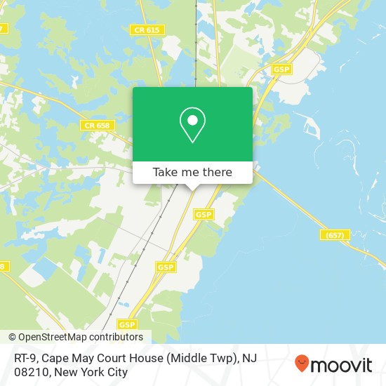 Mapa de RT-9, Cape May Court House (Middle Twp), NJ 08210