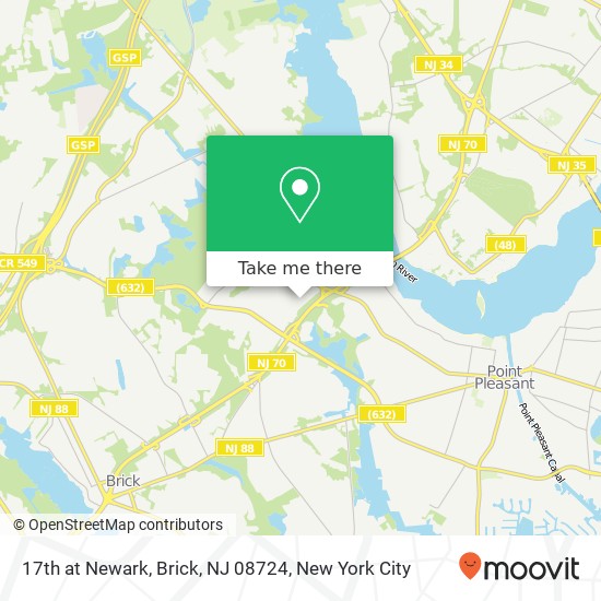 Mapa de 17th at Newark, Brick, NJ 08724