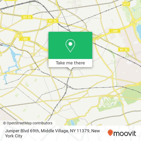 Mapa de Juniper Blvd 69th, Middle Village, NY 11379