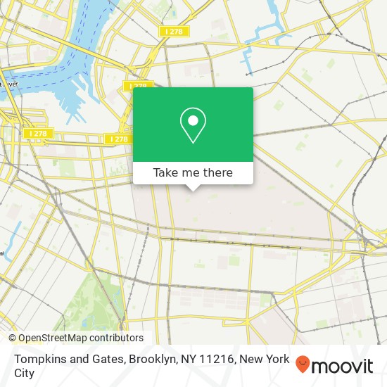 Mapa de Tompkins and Gates, Brooklyn, NY 11216