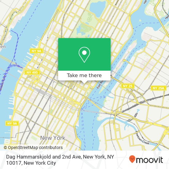 Dag Hammarskjold and 2nd Ave, New York, NY 10017 map