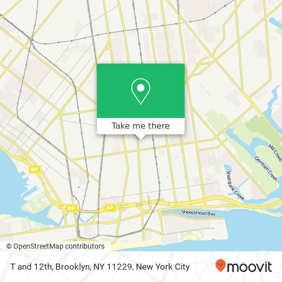 Mapa de T and 12th, Brooklyn, NY 11229
