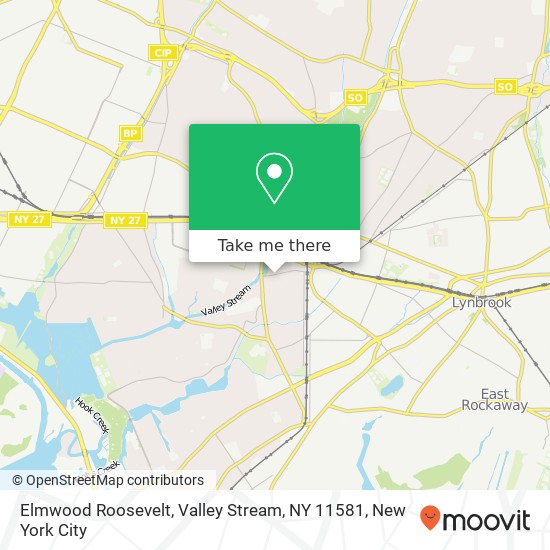 Mapa de Elmwood Roosevelt, Valley Stream, NY 11581
