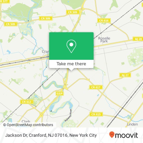 Jackson Dr, Cranford, NJ 07016 map