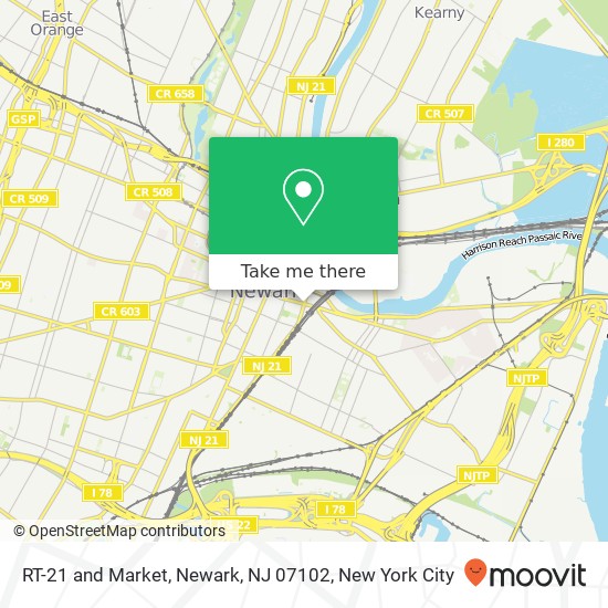 Mapa de RT-21 and Market, Newark, NJ 07102