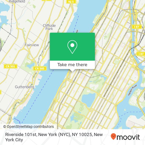 Mapa de Riverside 101st, New York (NYC), NY 10025