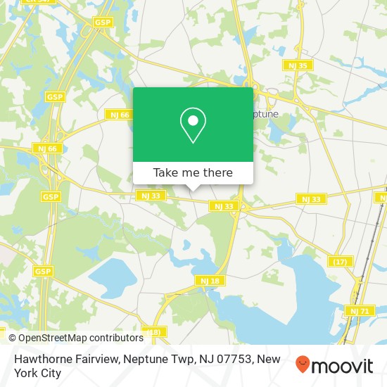 Mapa de Hawthorne Fairview, Neptune Twp, NJ 07753