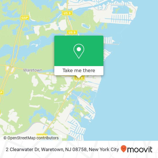 Mapa de 2 Clearwater Dr, Waretown, NJ 08758