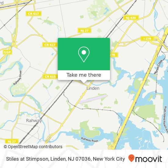 Mapa de Stiles at Stimpson, Linden, NJ 07036