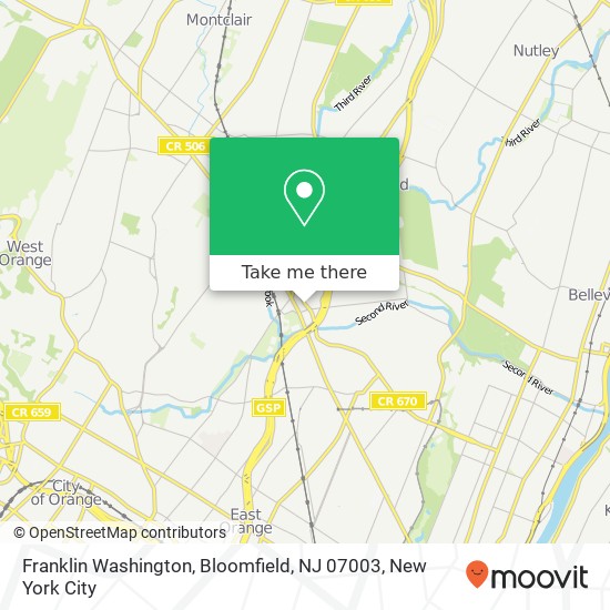 Franklin Washington, Bloomfield, NJ 07003 map