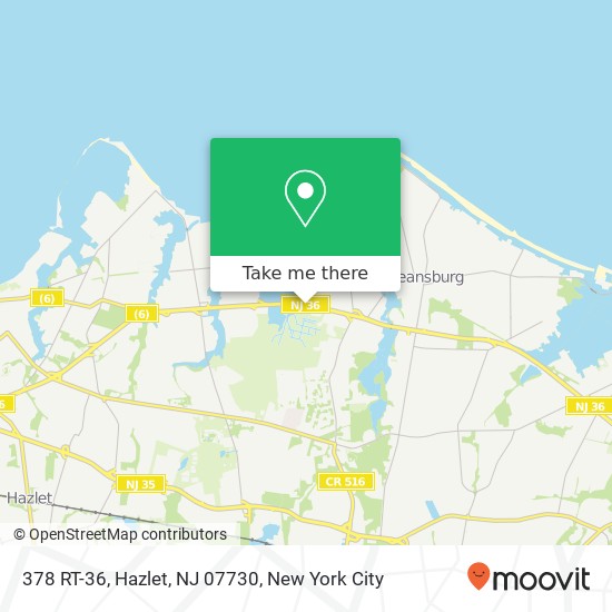 Mapa de 378 RT-36, Hazlet, NJ 07730