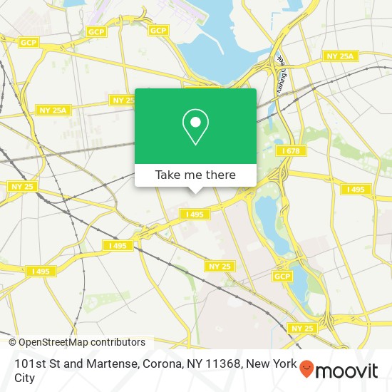 Mapa de 101st St and Martense, Corona, NY 11368