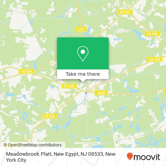 Mapa de Meadowbrook Platt, New Egypt, NJ 08533