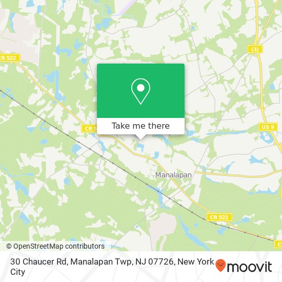 Mapa de 30 Chaucer Rd, Manalapan Twp, NJ 07726