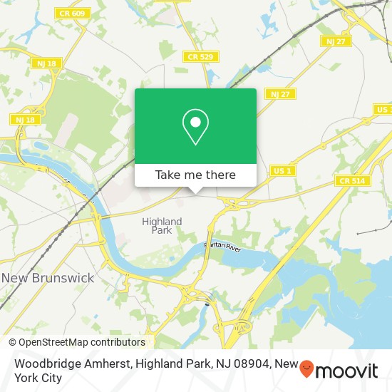 Mapa de Woodbridge Amherst, Highland Park, NJ 08904