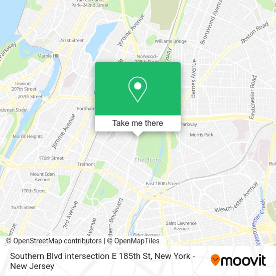 Mapa de Southern Blvd intersection E 185th St