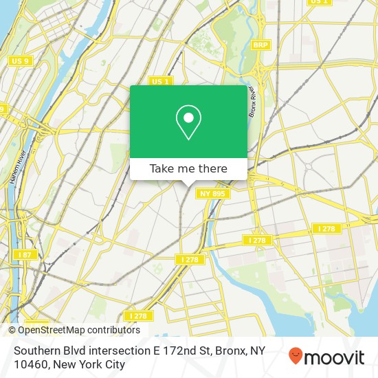 Mapa de Southern Blvd intersection E 172nd St, Bronx, NY 10460
