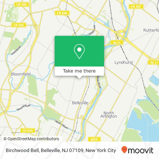 Mapa de Birchwood Bell, Belleville, NJ 07109