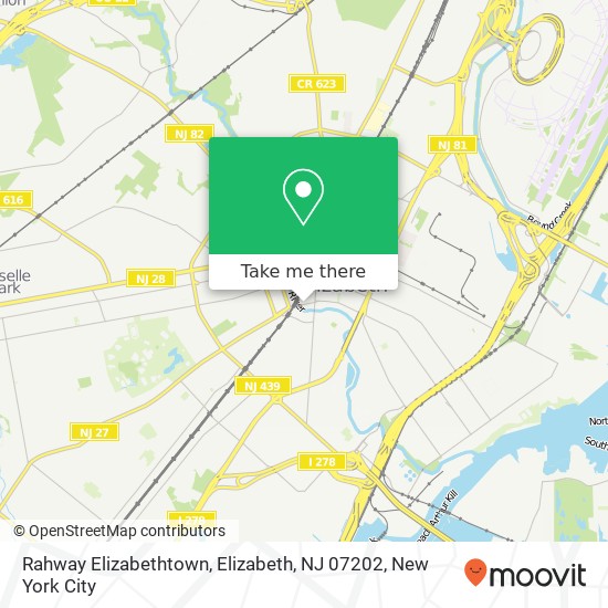 Mapa de Rahway Elizabethtown, Elizabeth, NJ 07202