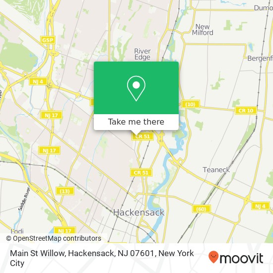 Mapa de Main St Willow, Hackensack, NJ 07601