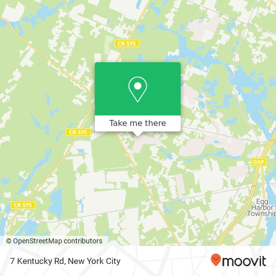 Mapa de 7 Kentucky Rd, Egg Harbor Twp, NJ 08234