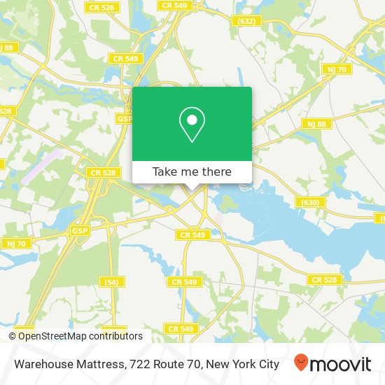 Warehouse Mattress, 722 Route 70 map